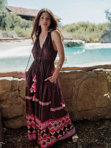 VESTIDO LARGO SABANA BROWN PITI CUITI