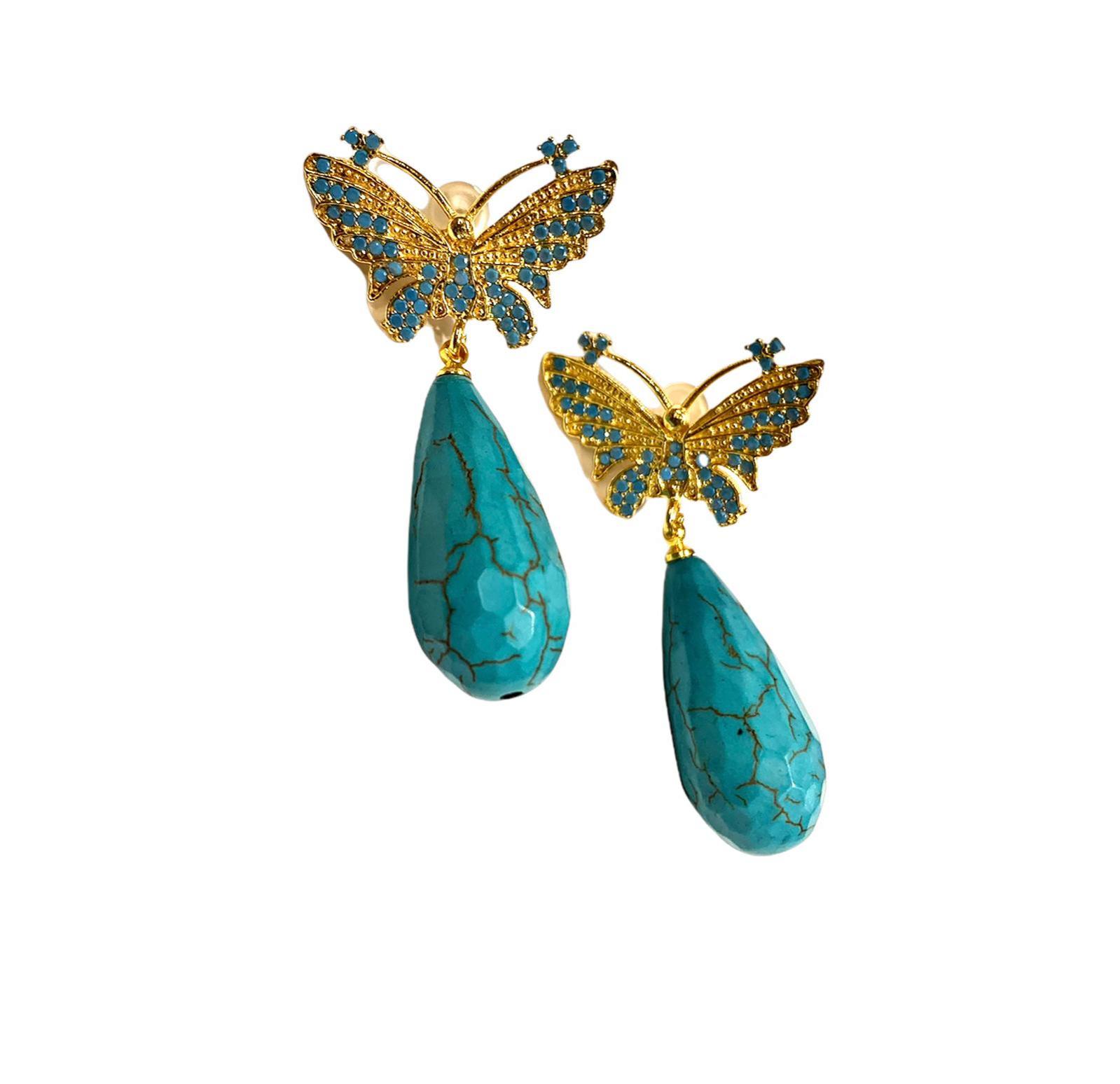 Pendientes estilo otomano - Mariposas turquesas
