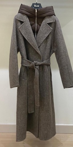 Abrigo Gus paño tostado con capucha acolchada [1]