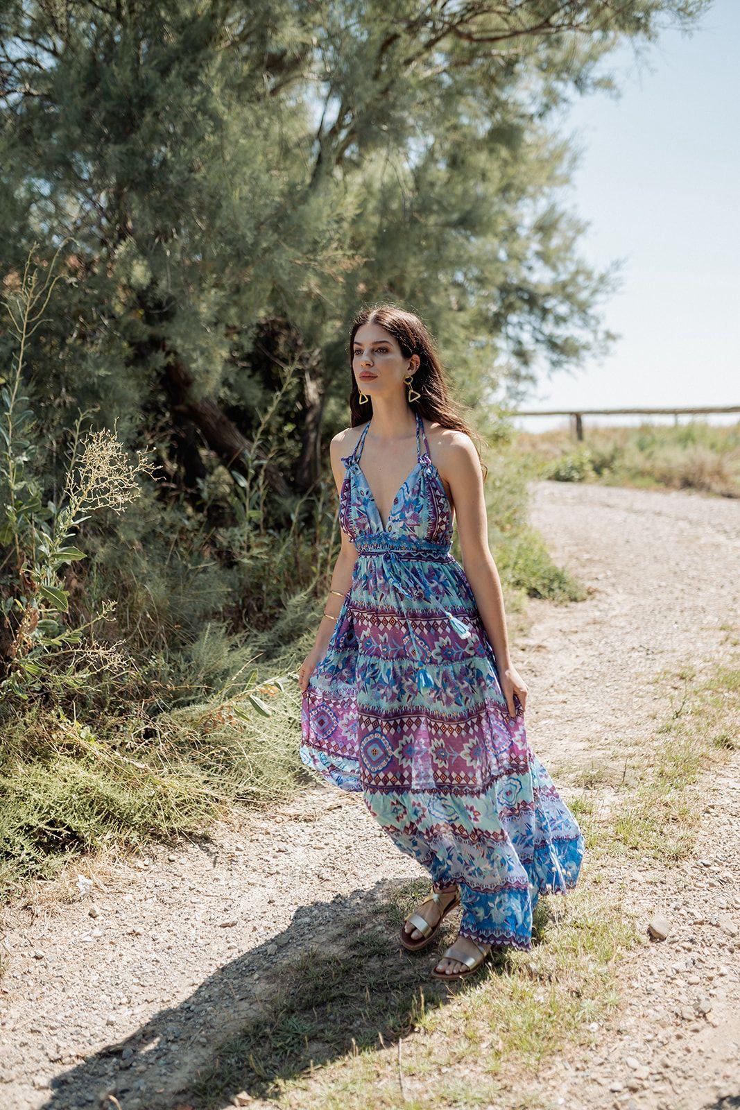 VESTIDO LARGO LOMBOK BLUE PITI CUITI