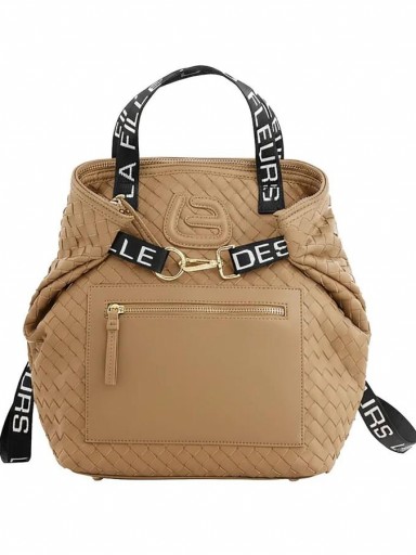 Mochila beige ecopiel trenzada La Fille 