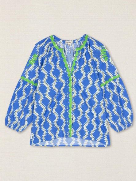 Camisa ondas azul bordada [1]