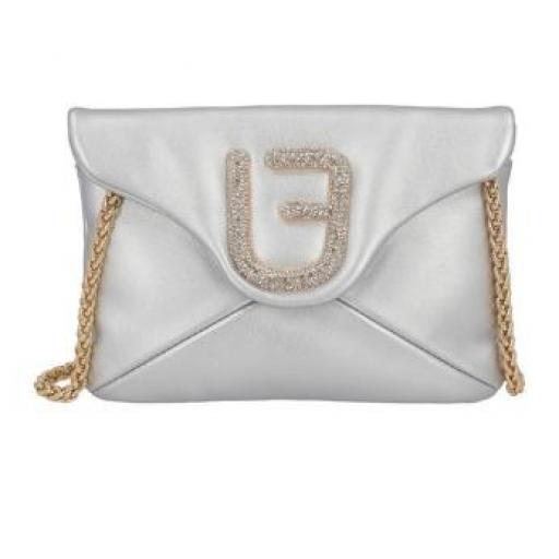 Bolso La Fille des Fleurs gris sobre logo strass [0]