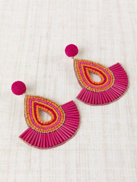 Pendientes abanico fucsia y naranja [0]