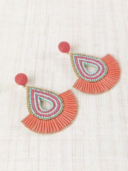 Pendientes abanico coral y turquesa [0]