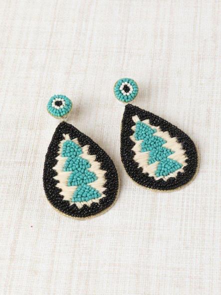 Pendientes gota bicolor turquesa y negro