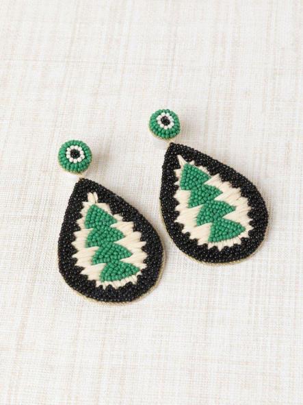 Pendientes gota bicolor verde y negro