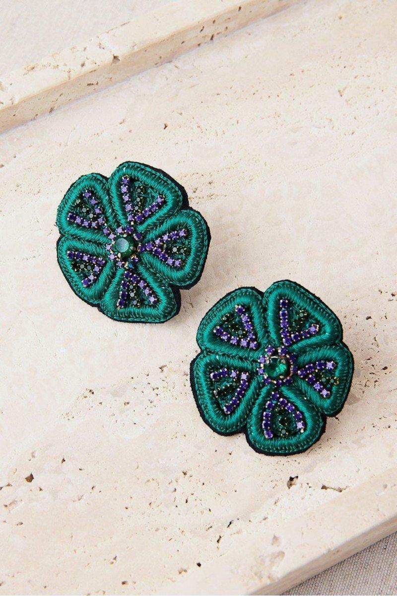 Pendientes verdes flor Latido