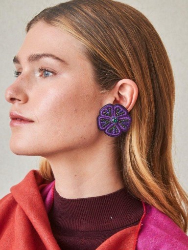 Pendientes morados flor Latido [1]