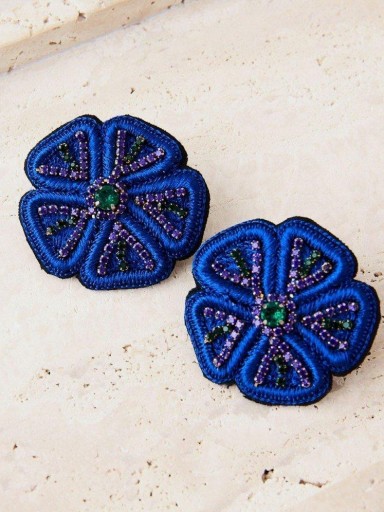 Pendientes azules flor Latido [0]
