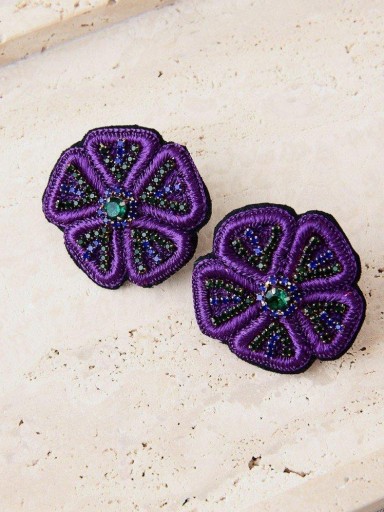 Pendientes morados flor Latido [0]