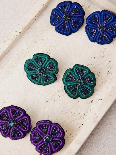 Pendientes azules flor Latido [2]