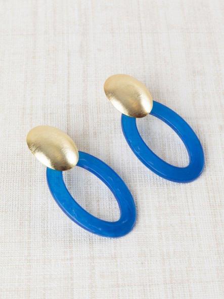 Pendientes ovalados resina azul