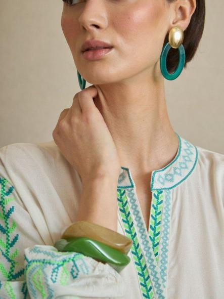 Pendientes ovalados resina verde  [0]