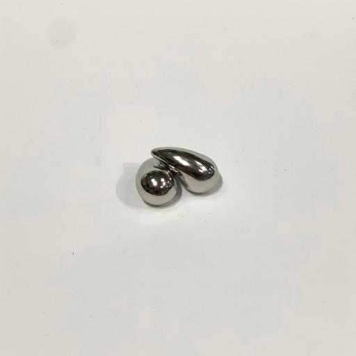 Pendientes gota de acero plata - 39 mm [1]