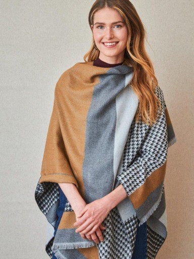 Poncho pata de gallo beige Latido