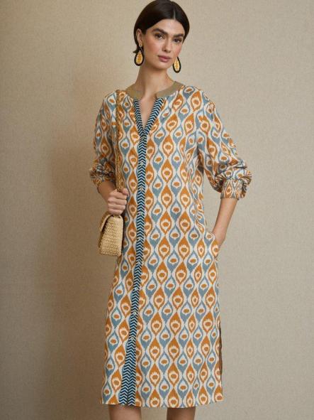 Vestido amebas mostaza y gris [1]