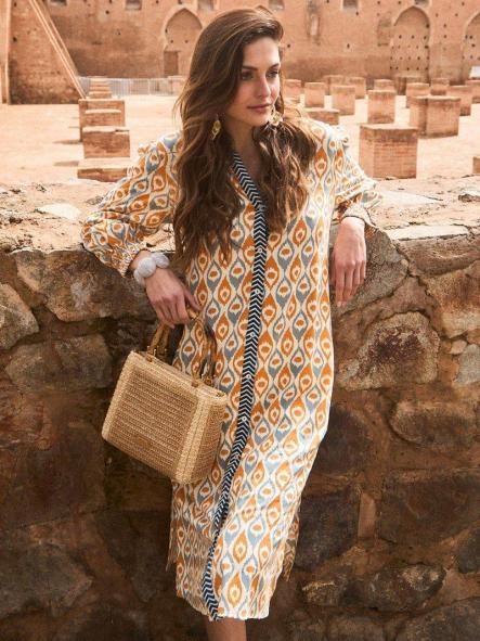 Vestido amebas mostaza y gris [0]