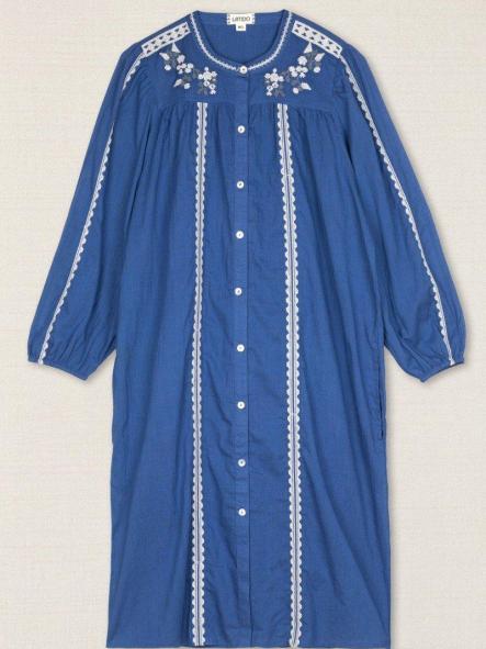 Vestido azul bordado blanco  [2]