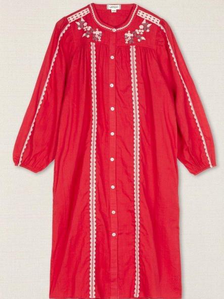 Vestido rojo bordado blanco  [1]