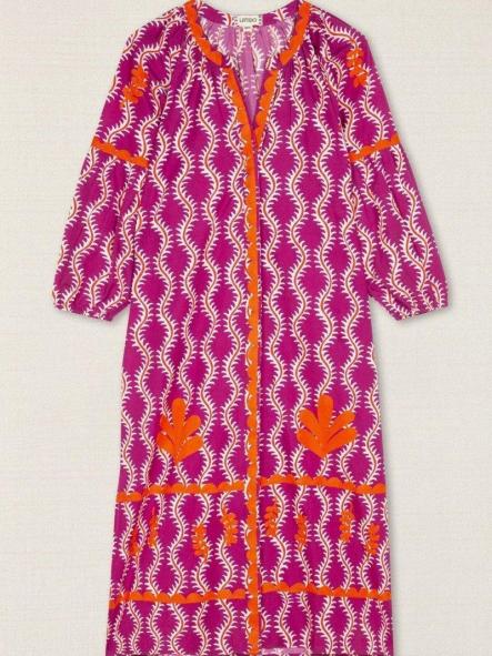 Vestido ondas buganvilla con bordados naranjas [1]