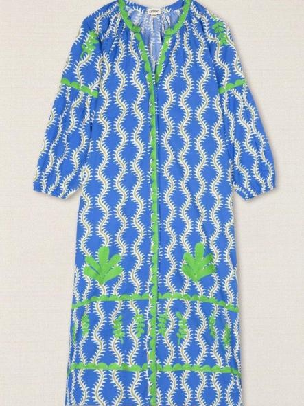 Vestido ondas azul con bordados verdes [1]