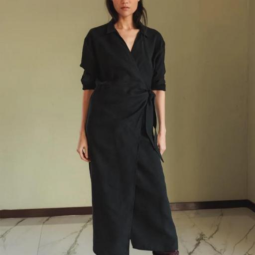 VESTIDO DRAPEADO ANUDADO  [0]
