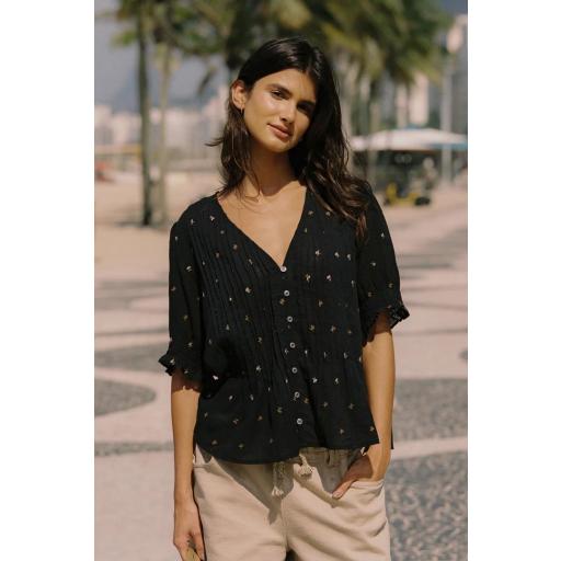 CAMISA ROMÁNTICA BORDADOS FLOR  [0]