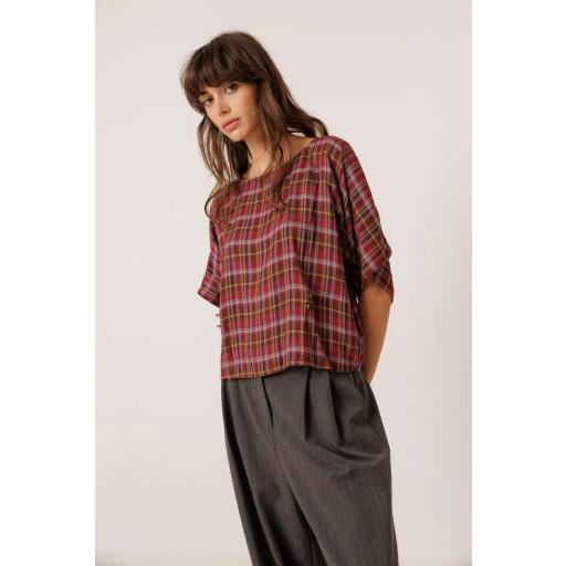 BLUSA CORTA CUADROS MULTICOLOR  [1]
