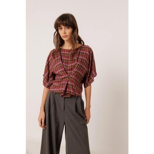 BLUSA CORTA CUADROS MULTICOLOR