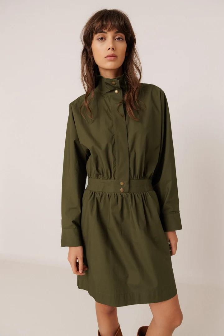 VESTIDO POPELLÍN CUELLO ALTO