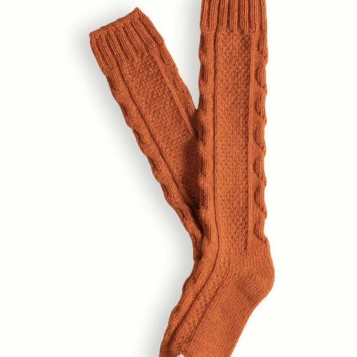 WOOL COLLECTION HIGH KNEE CABLE KNIT ORANGE 