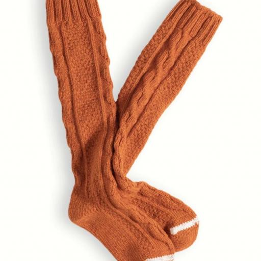 WOOL COLLECTION HIGH KNEE CABLE KNIT ORANGE  [1]