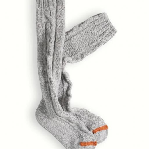 WOOL COLLECTION HIGH KNEE CABLE KNIT GREY  [1]