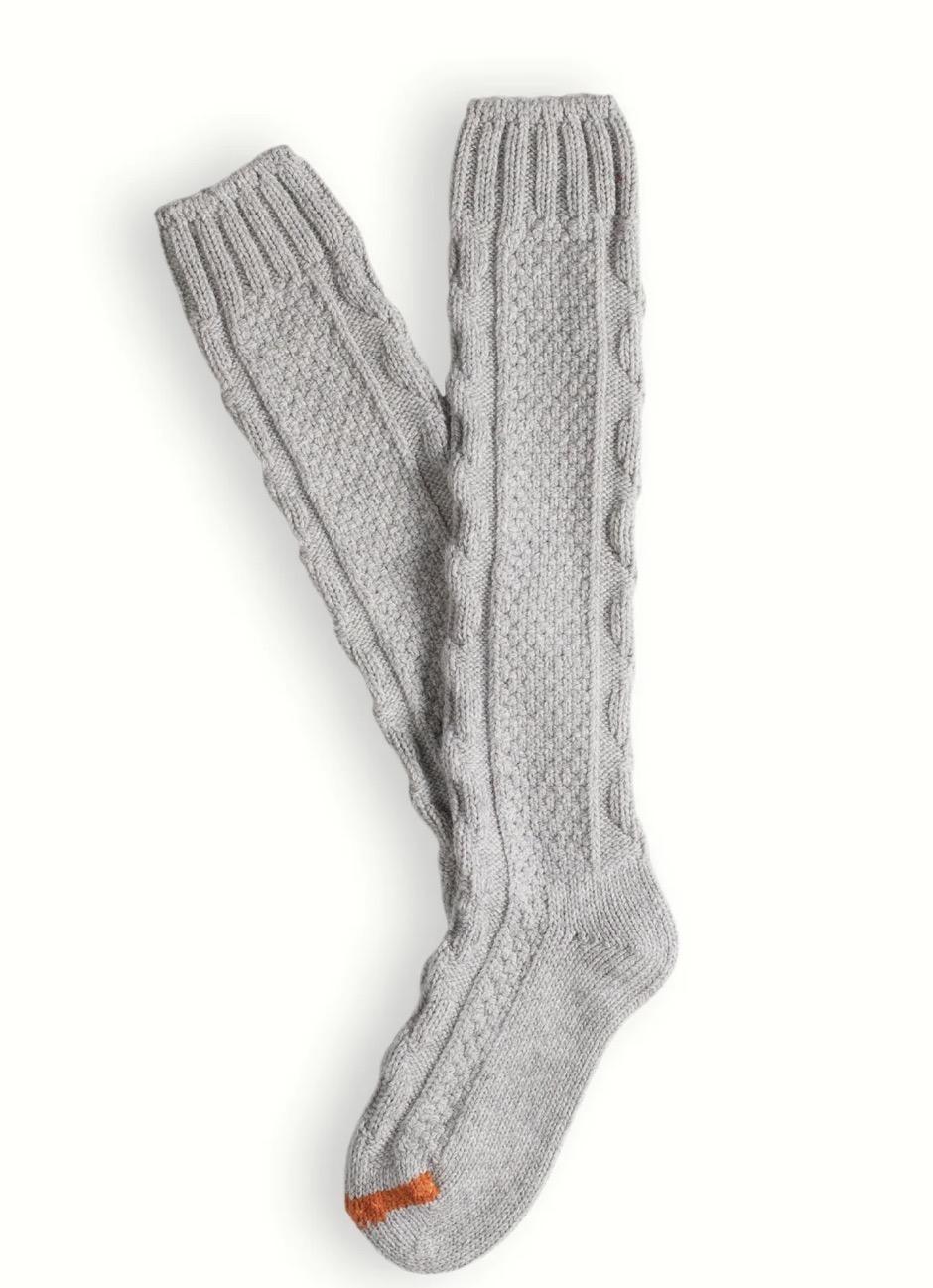 WOOL COLLECTION HIGH KNEE CABLE KNIT GREY