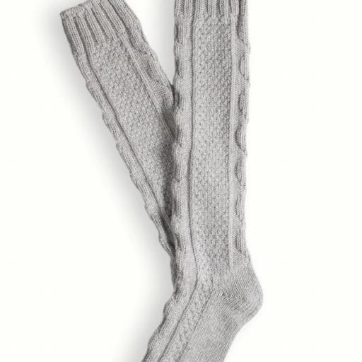 WOOL COLLECTION HIGH KNEE CABLE KNIT GREY 