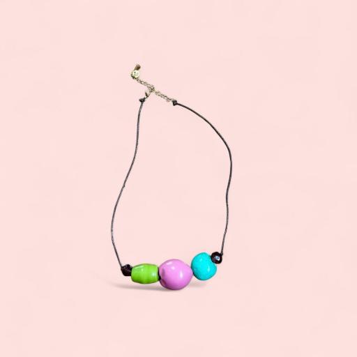 COLGANTE PIEDRAS ROSA TURQUESA Y VERDE 