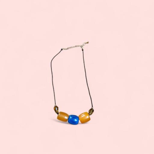 COLGANTE PIEDRAS ÁMBAR Y AZUL 