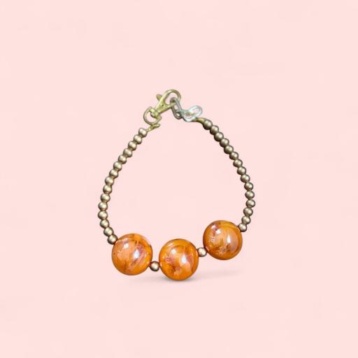 COLLAR BOLAS DORADO Y NARANJA 