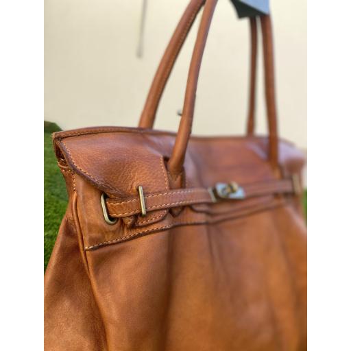 Handbag piel lavada marrón [3]