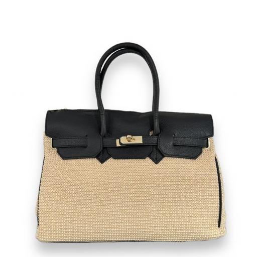 handbag candado rafia negro [1]