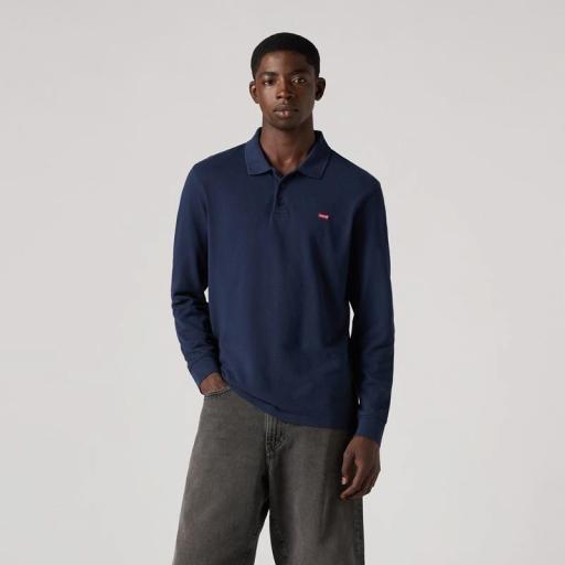 Levi's® Long Sleeve Housemark Polo Shirt Navy Blazer Pique 0012D0001 [0]