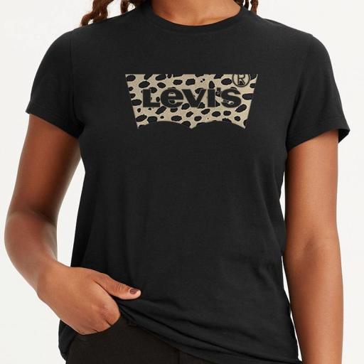 Levi's® The Perfect Tee Batwing Leopard Caviar  173692437 Camiseta mujer [2]
