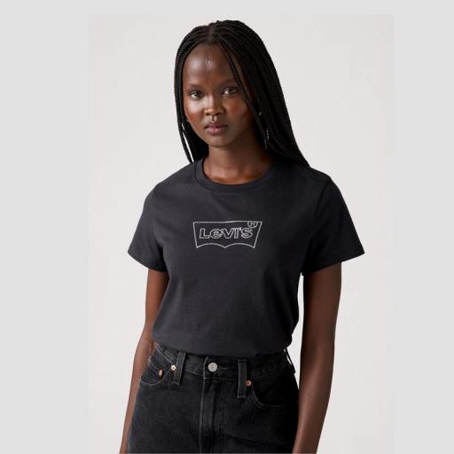 Levi’s® The Perfect Tee Batwing Iridescent Rhinestone Anthracite Camiseta Manga Corta  173693272 [0]