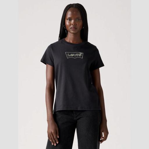 Levi’s® The Perfect Tee Batwing Iridescent Rhinestone Anthracite Camiseta Manga Corta  173693272 [4]