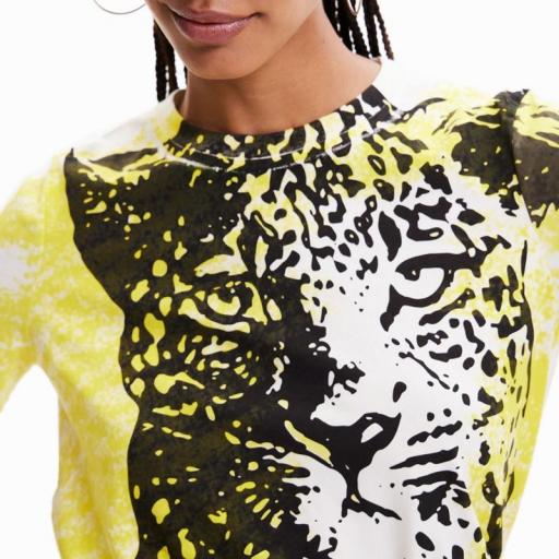 Desigual Camiseta ilustración leopardo Wild Wild Tiger 22WWTK96 [3]