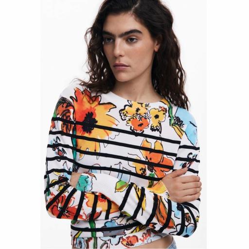 Desigual Jersey Leknes rayas flores 25SWJF21