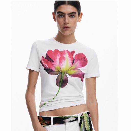 Desigual Camiseta Plata Flor Blanco 25SWTK24 1001 [2]