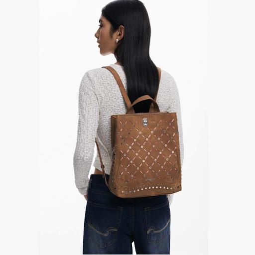 Desigual Mochila Yankee Metal Patch Sumy Mini Camel 25WAKP31 6011 [6]
