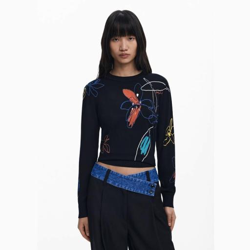 Desigual jersey arty fino trazos flores 25WWJF33
